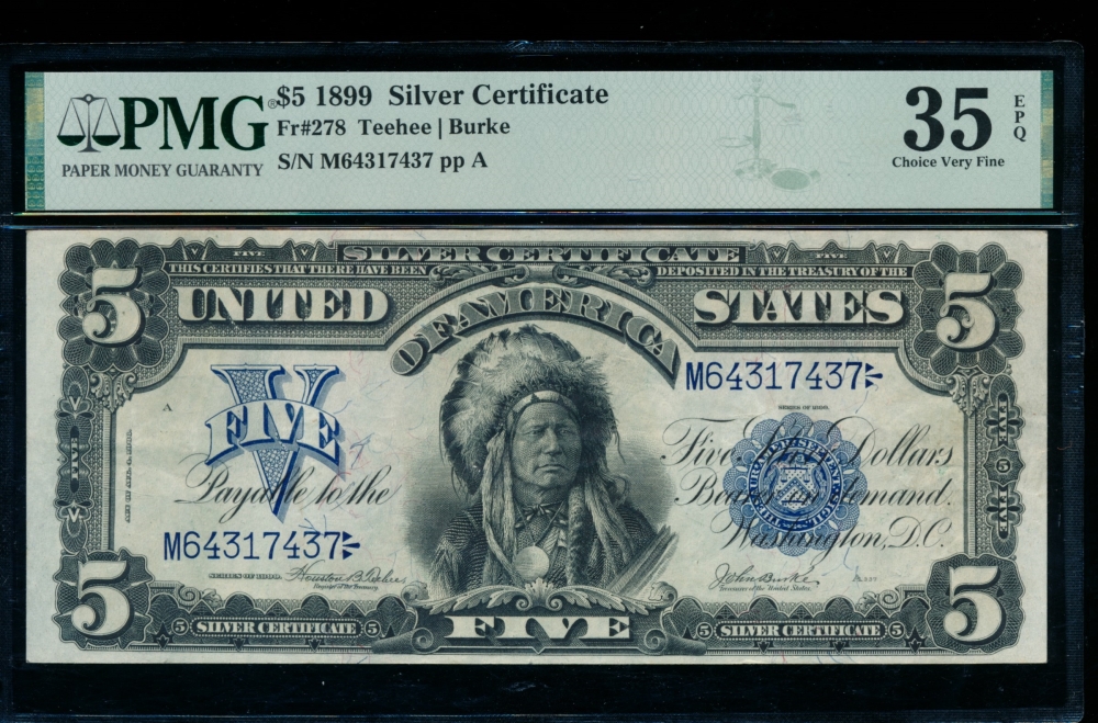 Fr. 278 1899 $5  Silver Certificate  PMG 35EPQ M64317437