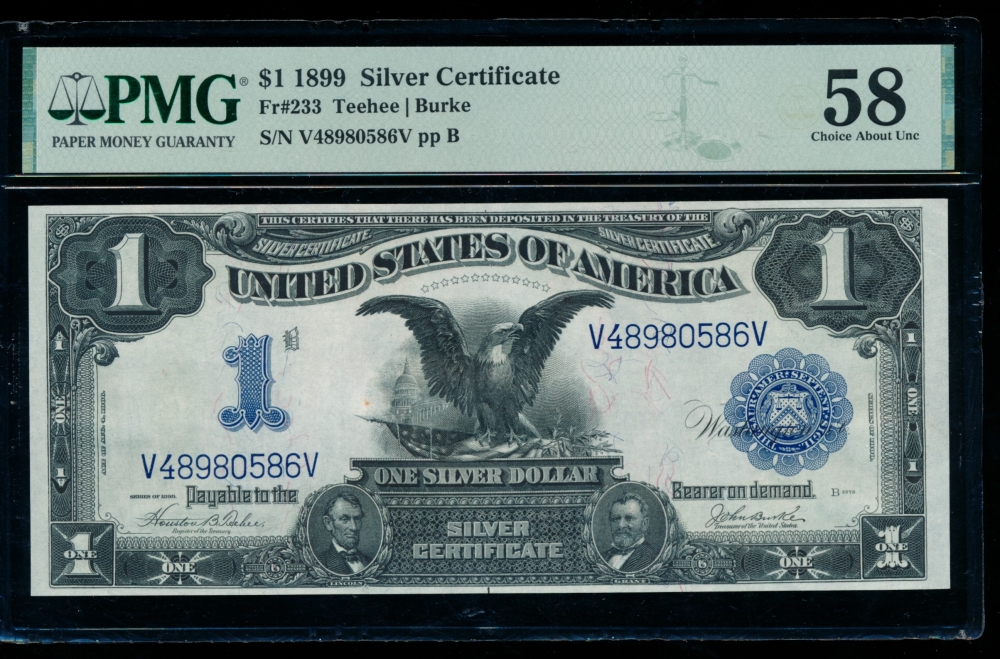 Fr. 233 1899 $1  Silver Certificate  PMG 58 V48980586V