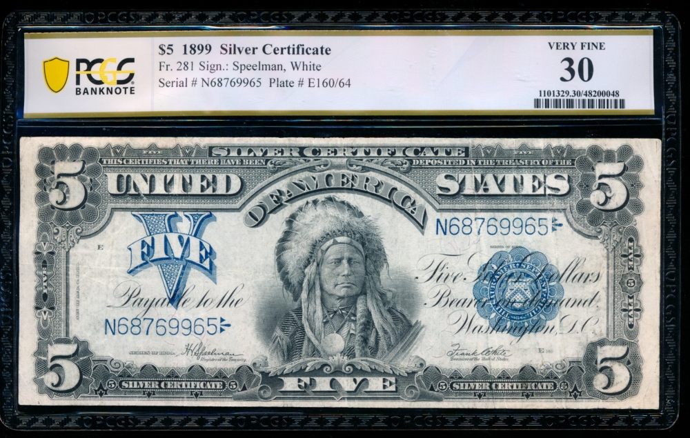 Fr. 281 1899 $5  Silver Certificate  PCGS 30 N68769965