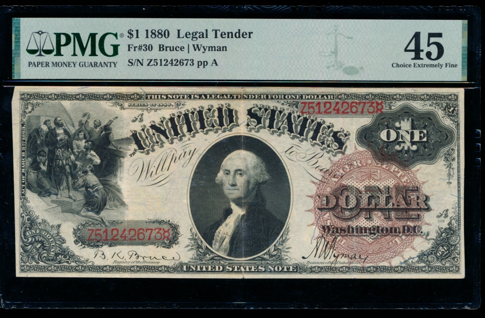 Fr. 30 1880 $1  Legal Tender  PMG 45 Z51242673