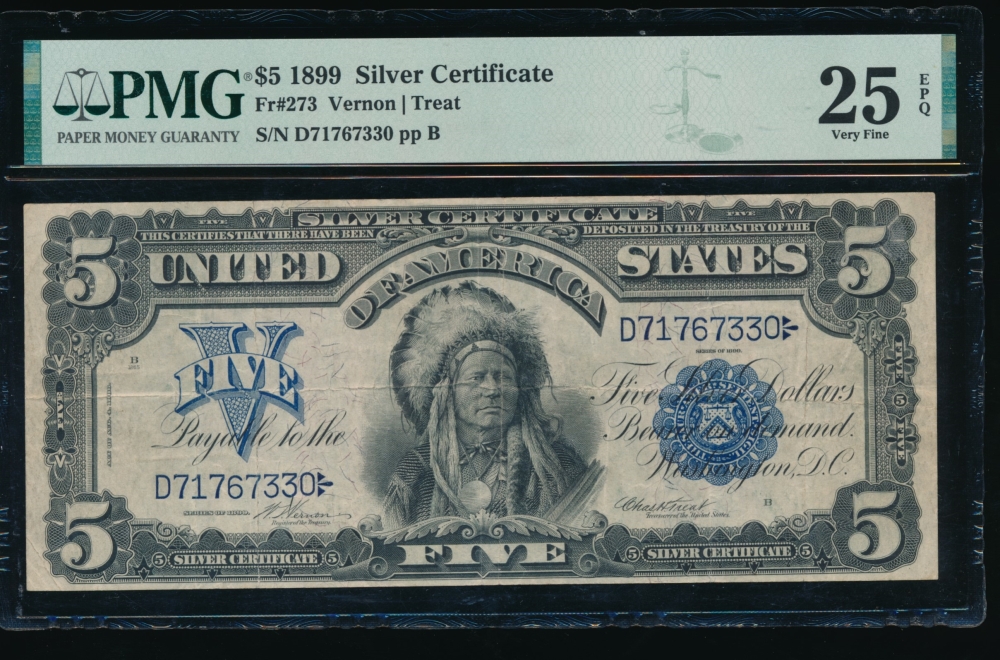 Fr. 273 1899 $5  Silver Certificate  PMG 25EPQ D71767330