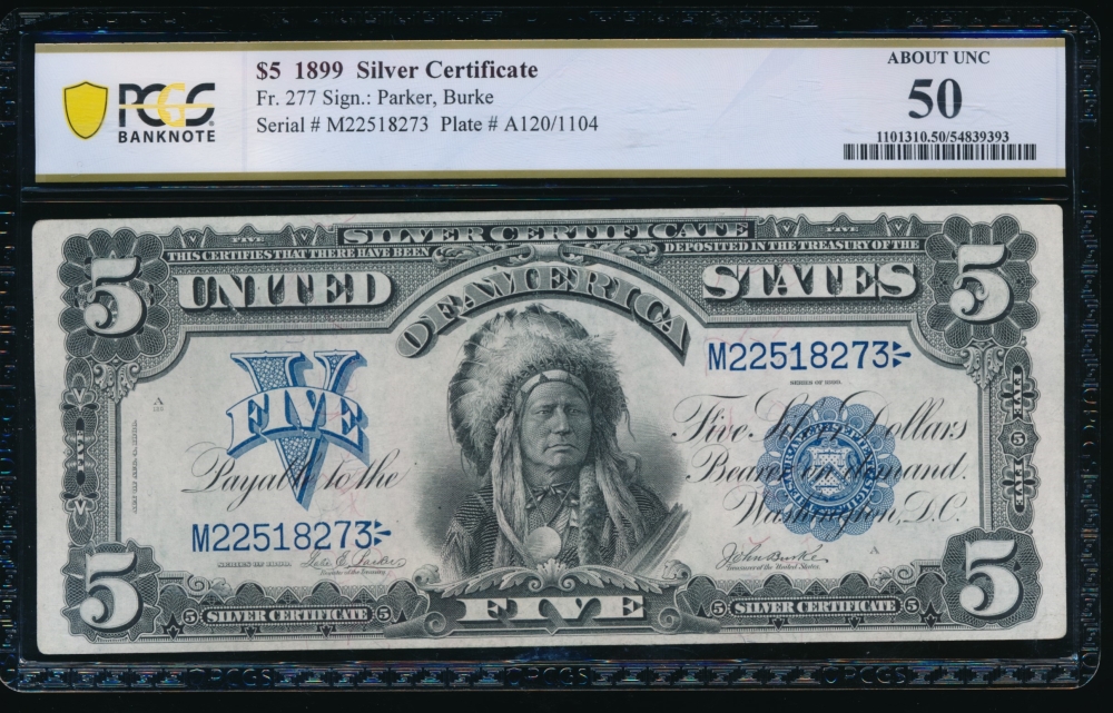 Fr. 277 1899 $5  Silver Certificate  PCGS 50 M22518273