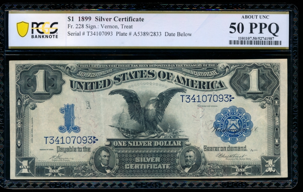 Fr. 228 1899 $1  Silver Certificate  PCGS 50PPQ T34107093
