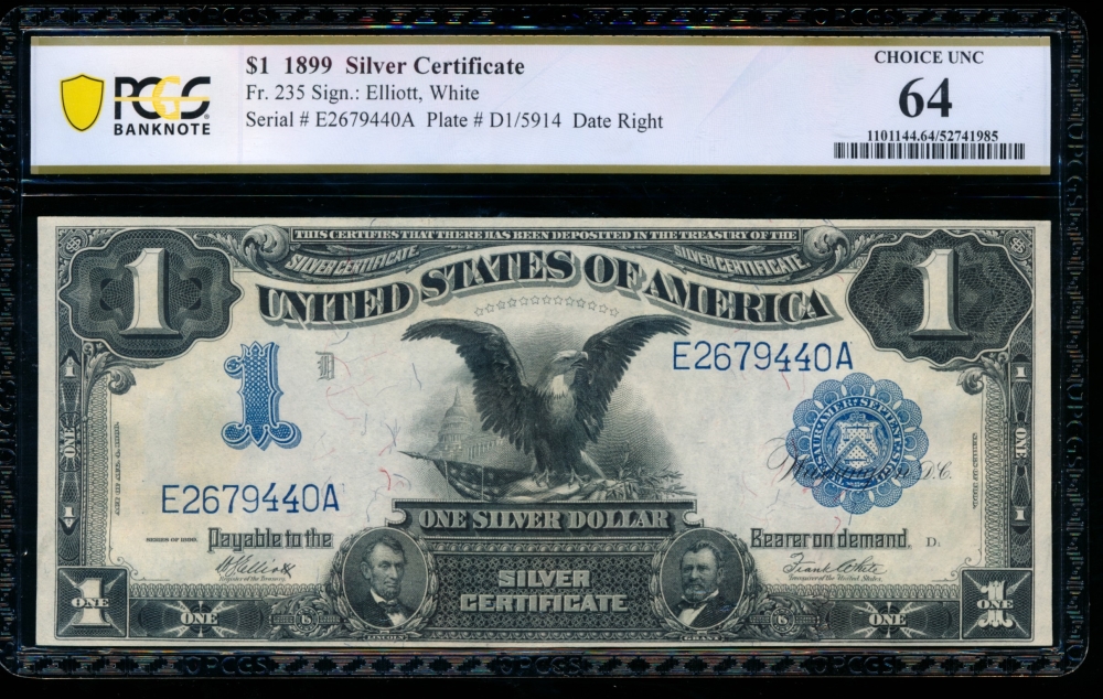Fr. 235 1899 $1  Silver Certificate  PCGS 64 E2679440A