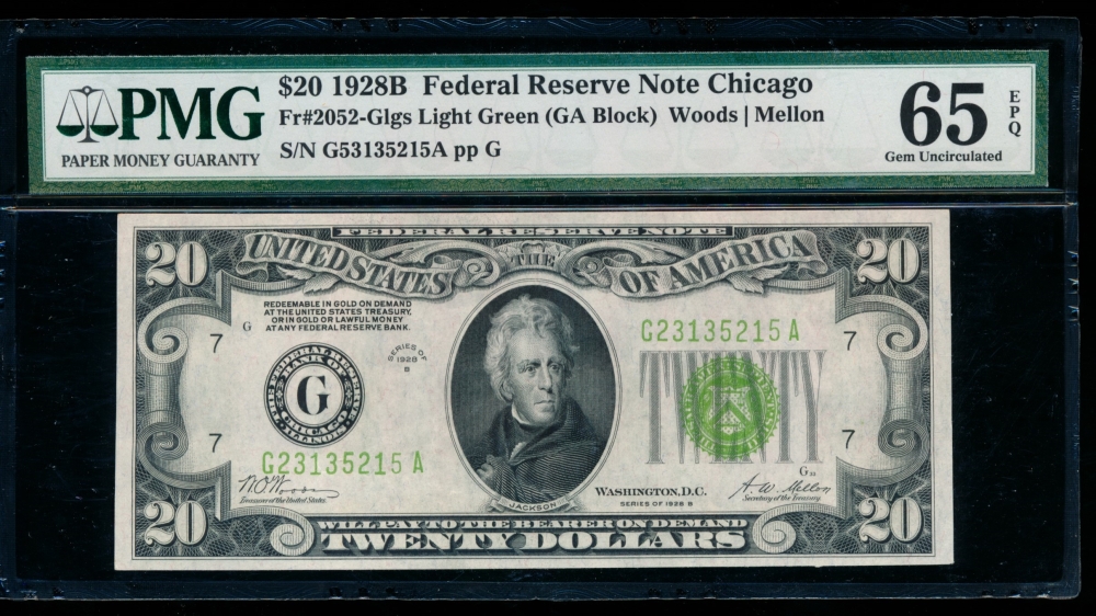 Fr. 2052-G 1928B $20  Federal Reserve Note Chicago LGS PMG 65EPQ G23135215A
