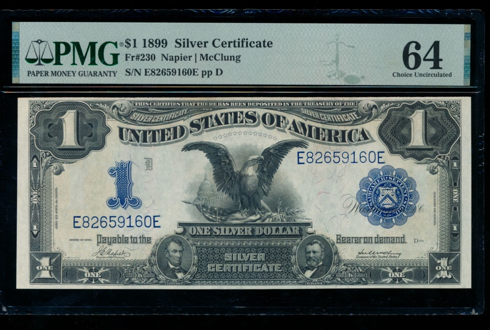 Fr. 230 1899 $1  Silver Certificate  PMG 64 E82659160E