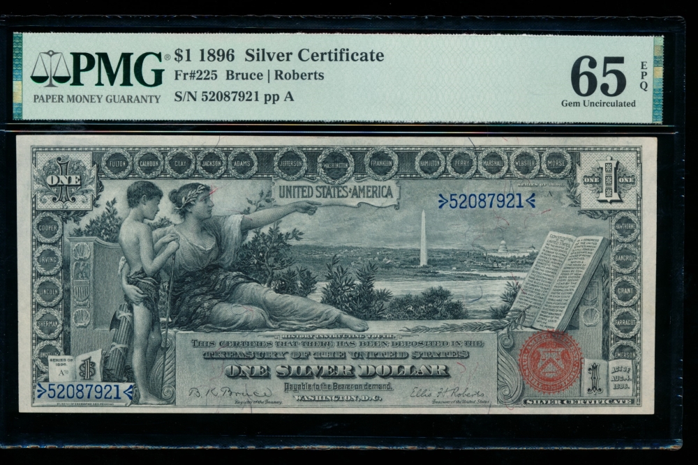 Fr. 225 1896 $1  Silver Certificate  PMG 65EPQ 52087921
