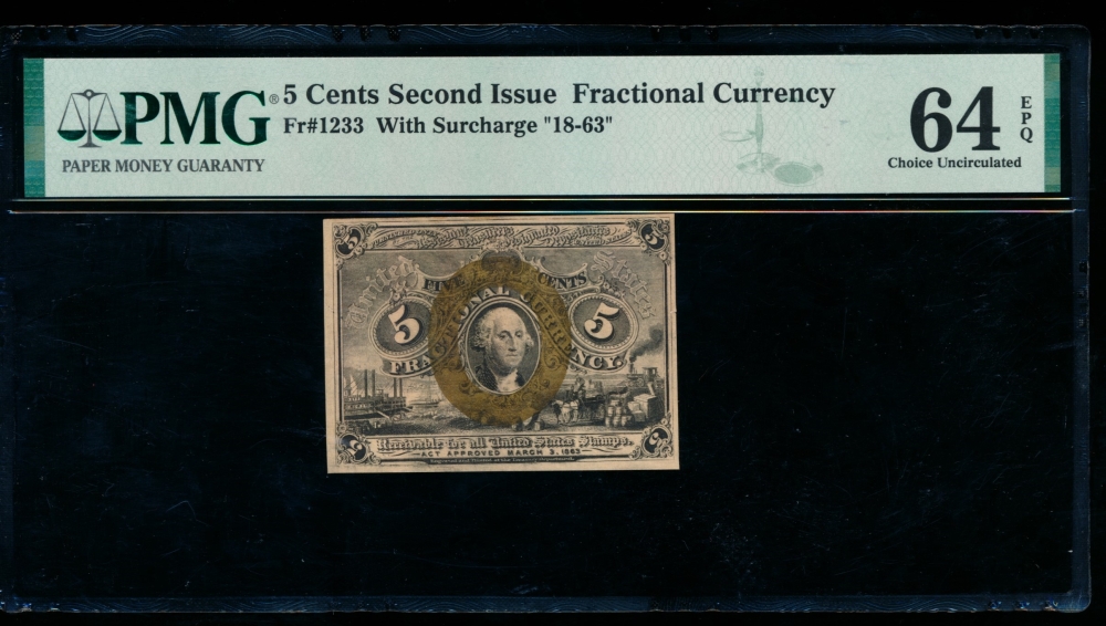 Fr. 1233  $0.05  Fractional Second Issue; Surcharge 