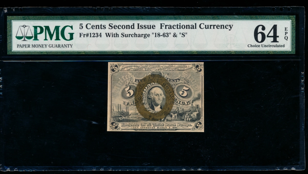 Fr. 1234  $0.05  Fractional Second Issue; Surcharge 