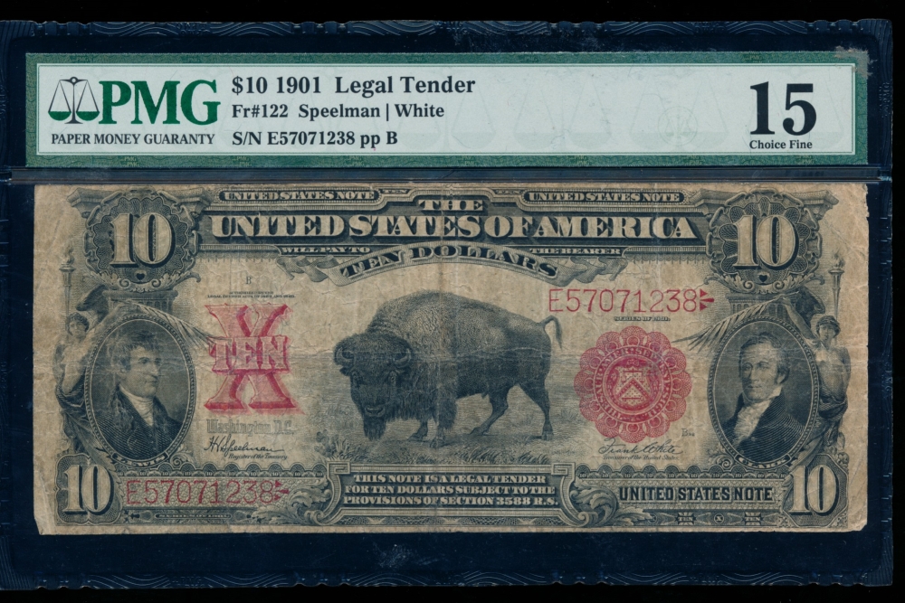 Fr. 122 1901 $10  Legal Tender  PMG 15 E57071238