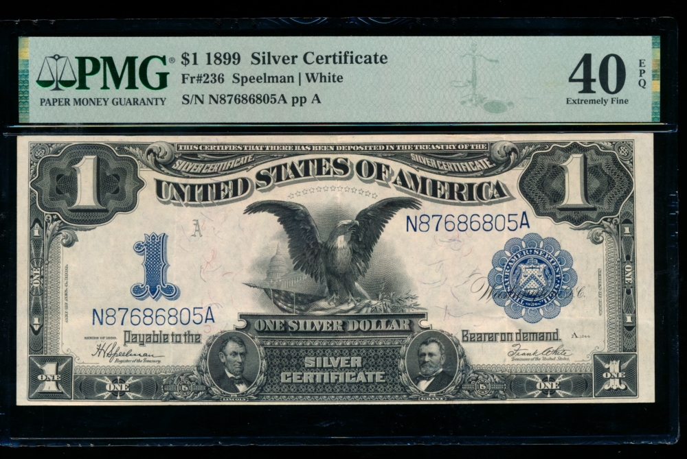 Fr. 236 1899 $1  Silver Certificate  PMG 40EPQ N87686805A