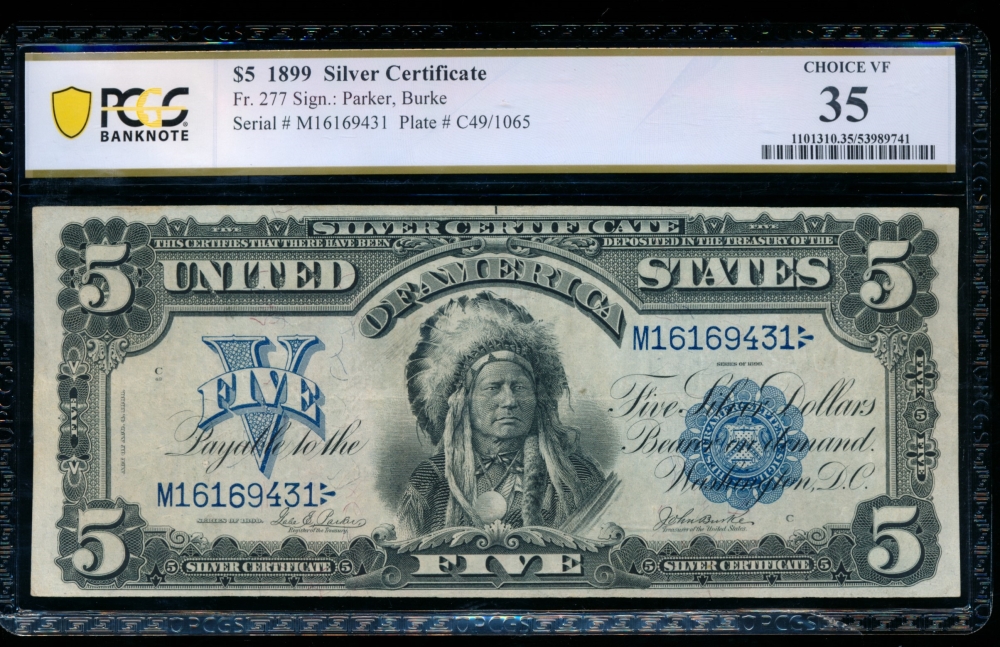 Fr. 277 1899 $5  Silver Certificate  PCGS 35 M16169431