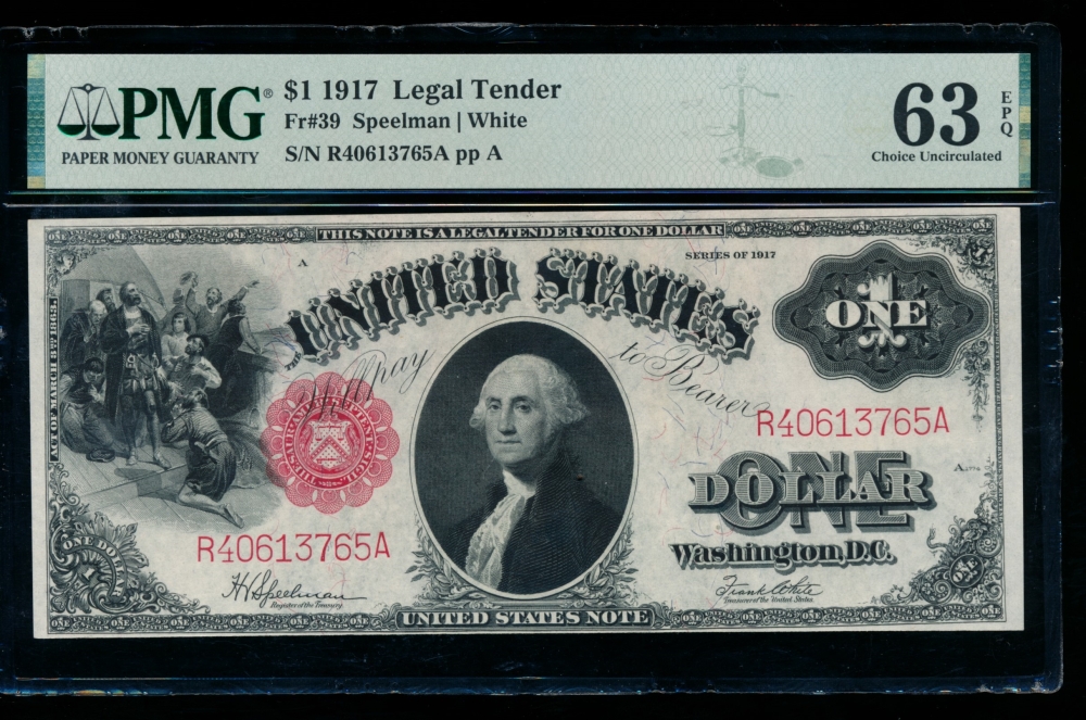 Fr. 39 1917 $1  Legal Tender  PMG 63EPQ R40613765A
