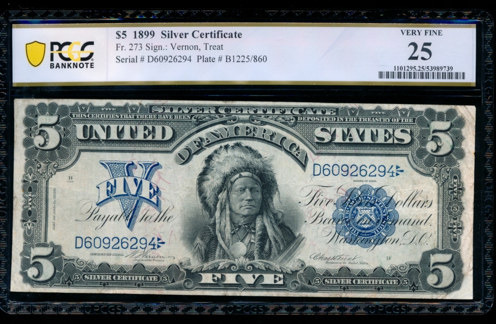 Fr. 273 1899 $5  Silver Certificate  PCGS 25 D60926294