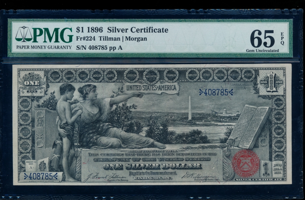 Fr. 224 1896 $1  Silver Certificate  PMG 65EPQ 408785