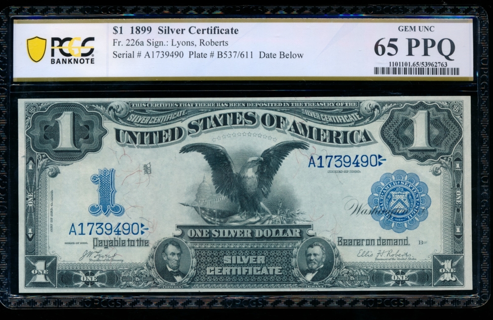 Fr. 226a 1899 $1  Silver Certificate  PCGS 65PPQ A1739490