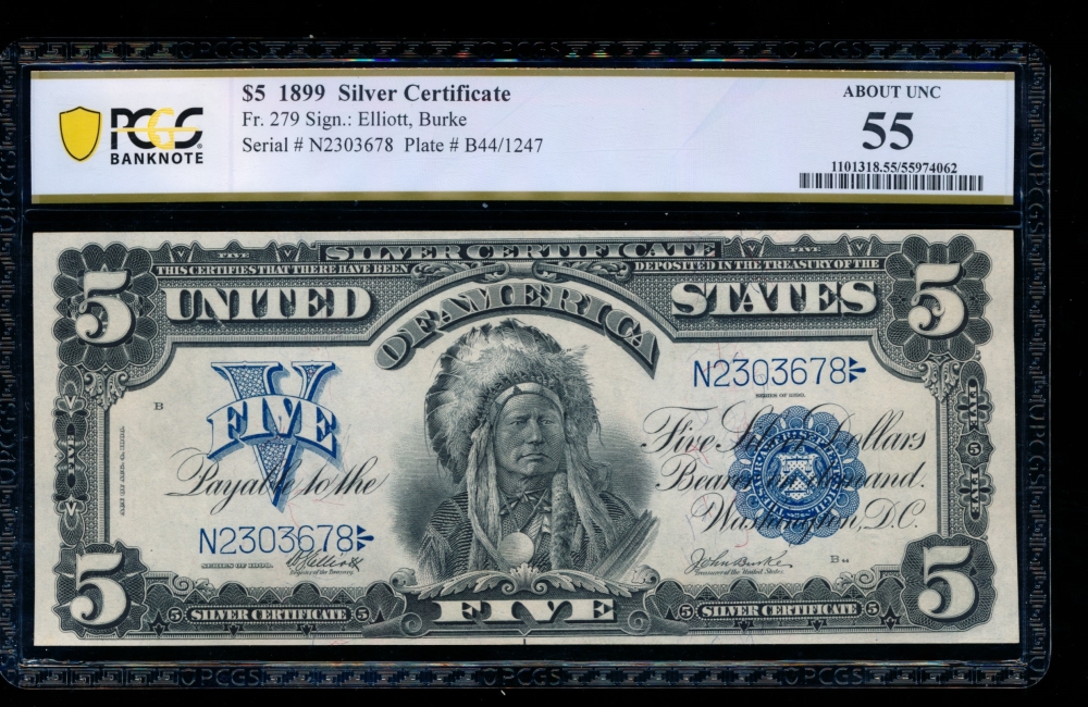 Fr. 279 1899 $5  Silver Certificate  PCGS 55 N2303678