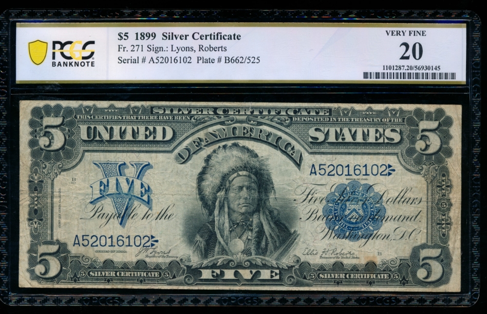 Fr. 271 1899 $5  Silver Certificate  PCGS 20 A52016102
