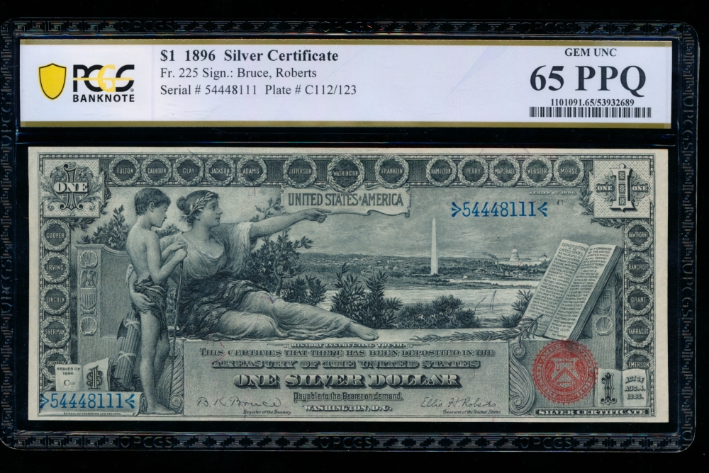 Fr. 225 1896 $1  Silver Certificate  PCGS 65PPQ 54448111