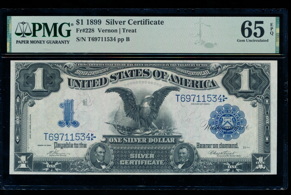 Fr. 228 1899 $1  Silver Certificate  PMG 65EPQ T69711534