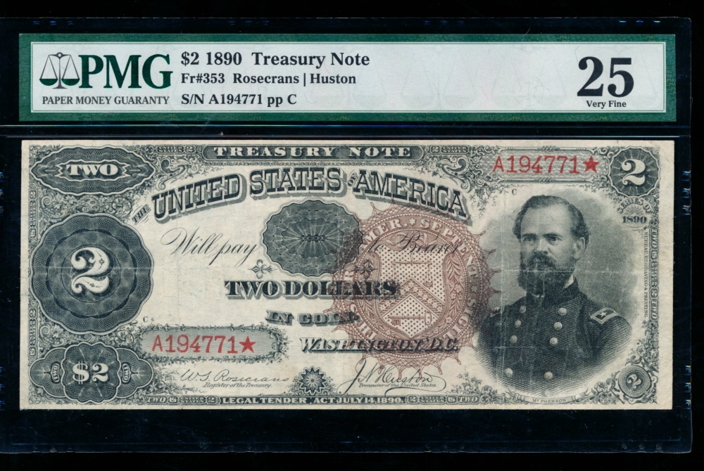 Fr. 353 1890 $2  Treasury Note  PMG 25 A194771*