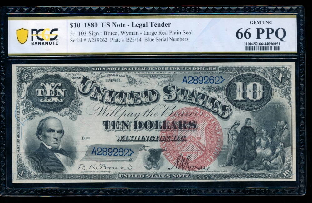 Fr. 103 1880 $10  Legal Tender  PCGS 66PPQ A289262