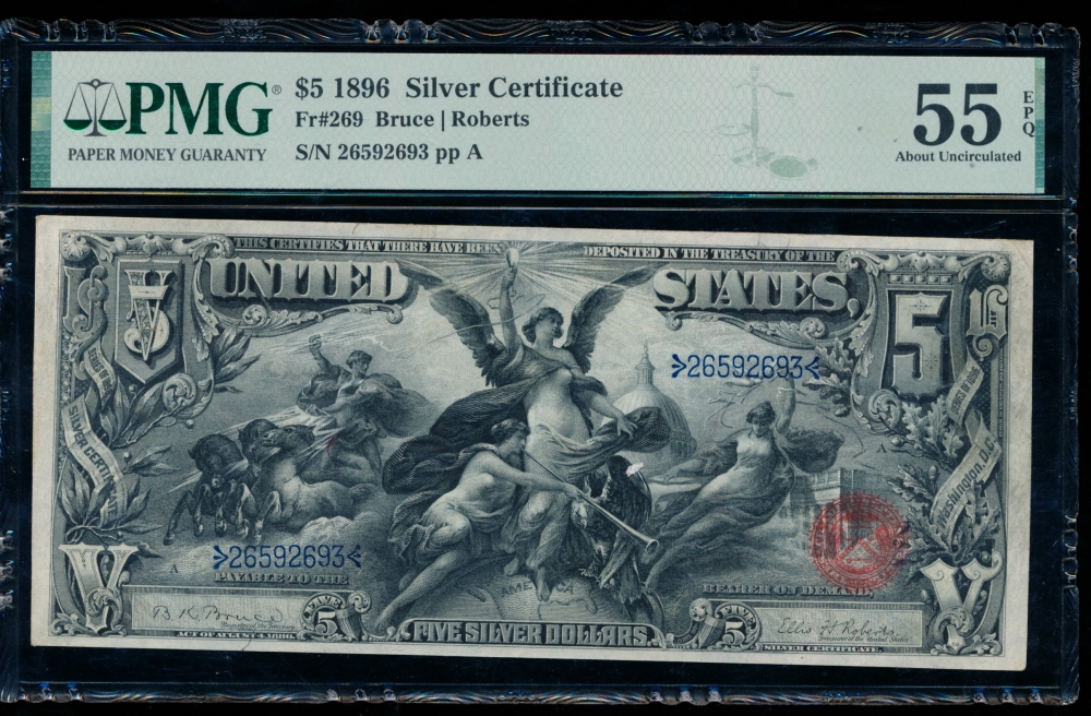 Fr. 269 1896 $5  Silver Certificate  PMG 55EPQ 26592693