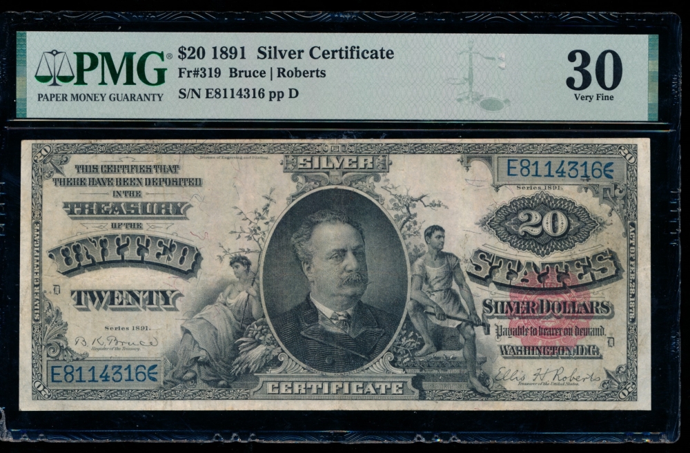 Fr. 319 1891 $20  Silver Certificate  PMG 30 E8114316
