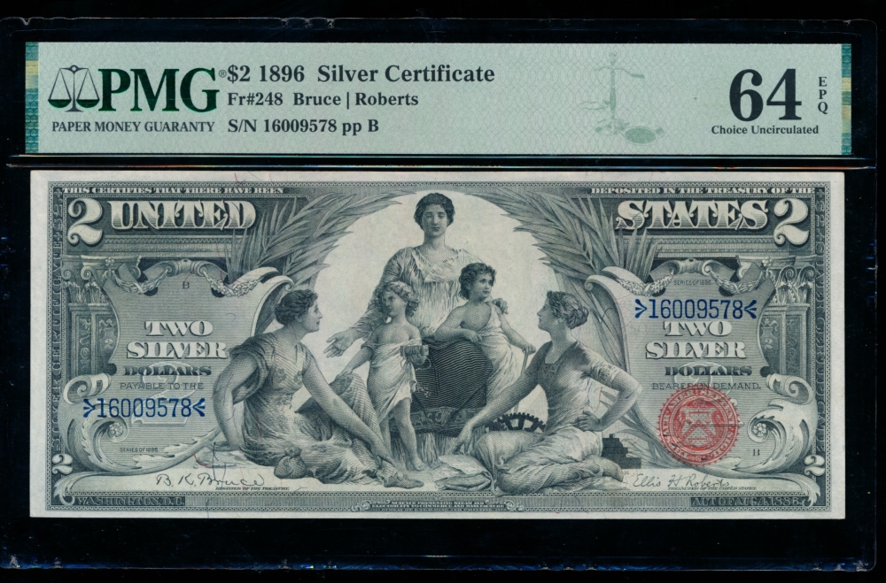 Fr. 248 1896 $2  Silver Certificate  PMG 64EPQ 160095778