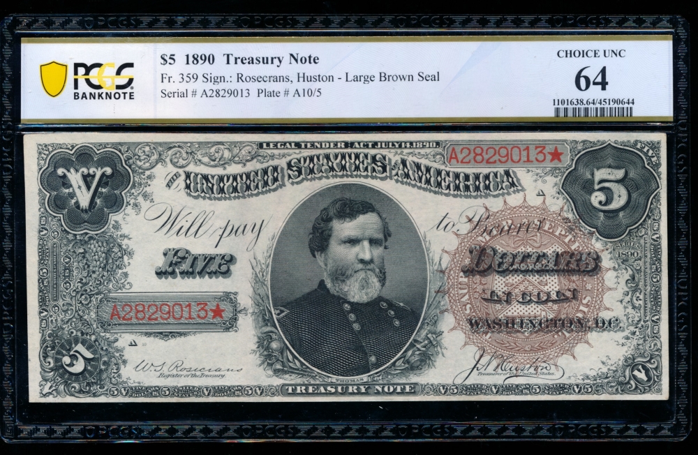 Fr. 359 1890 $5  Treasury Note  PGS 64 A2829013*