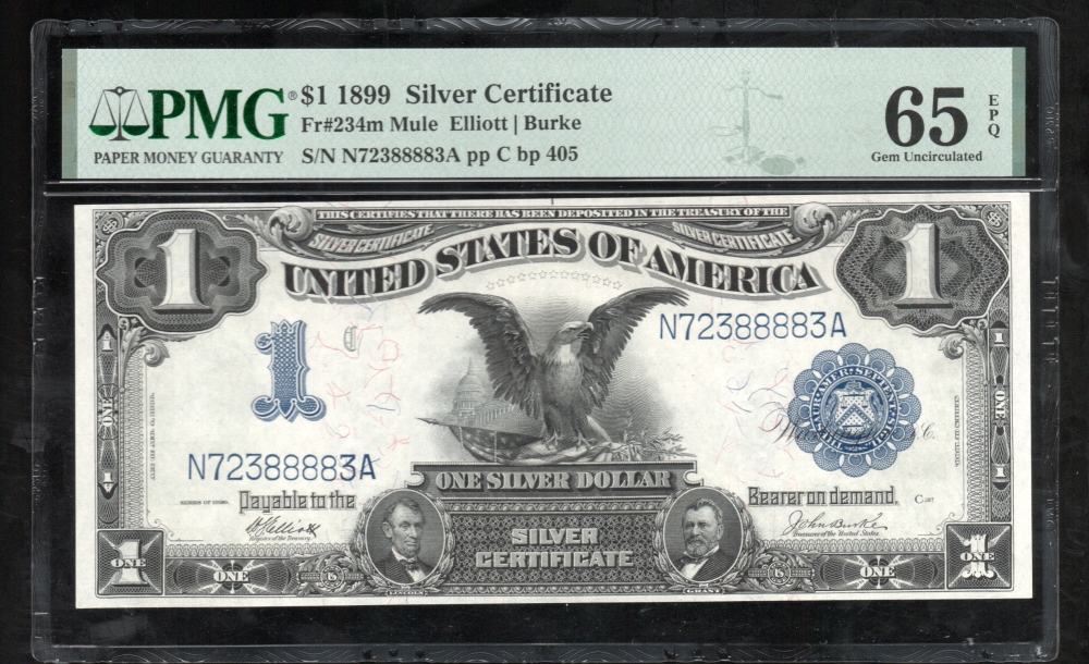 Fr. 234 1899 $1  Silver Certificate mule PMG 65EPQ N72388883A