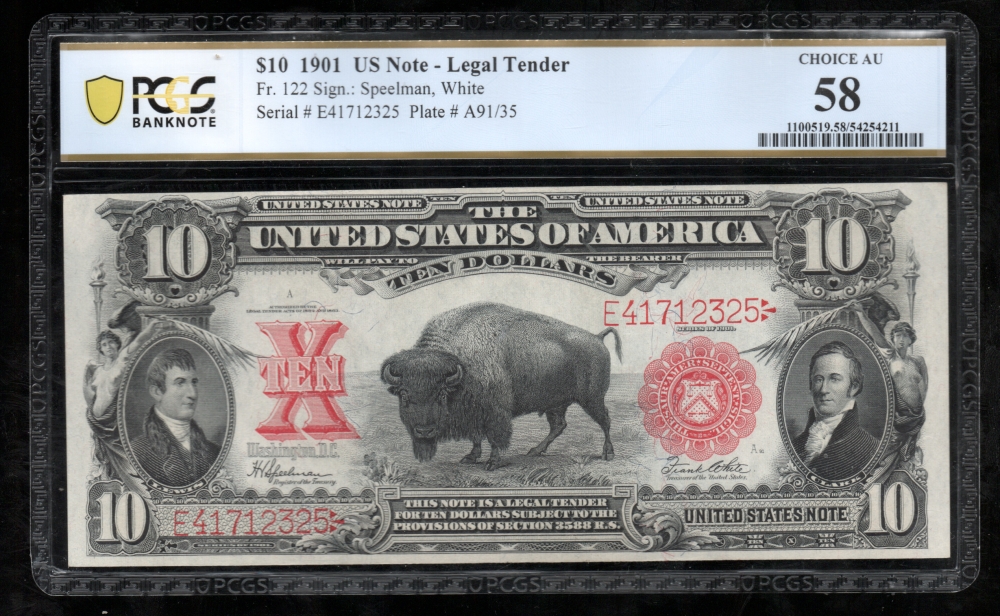 Fr. 122 1901 $10  Legal Tender  PCGS 58 E41712325