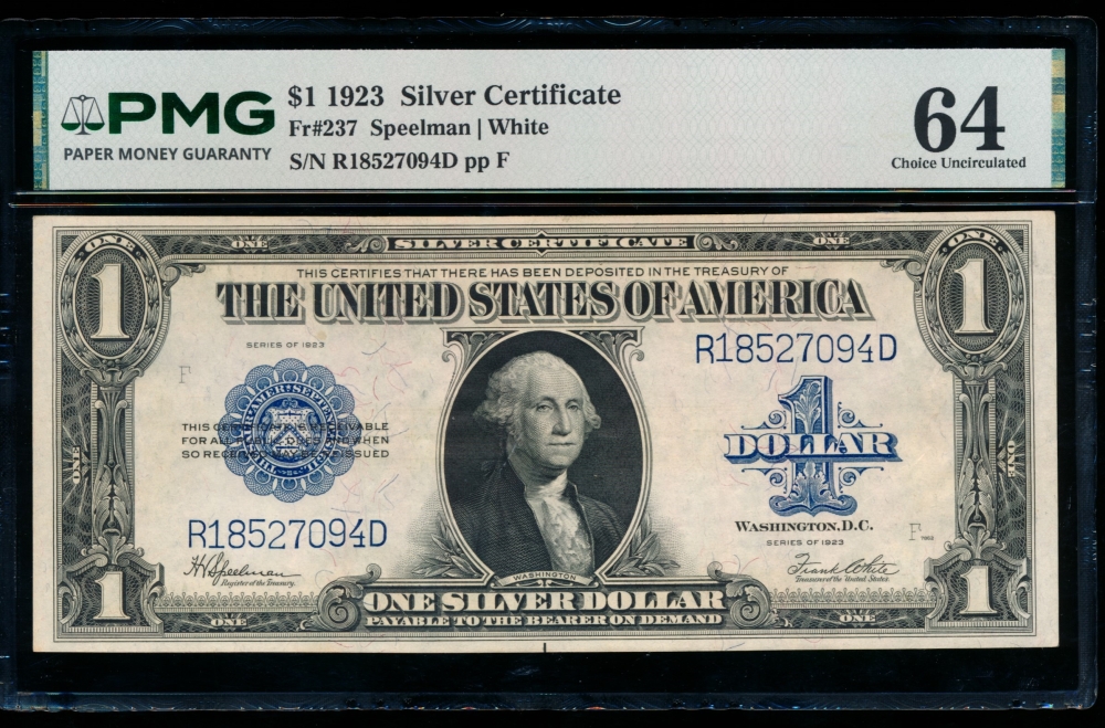 Fr. 237 1923 $1  Silver Certificate  PMG 64 R18527094D