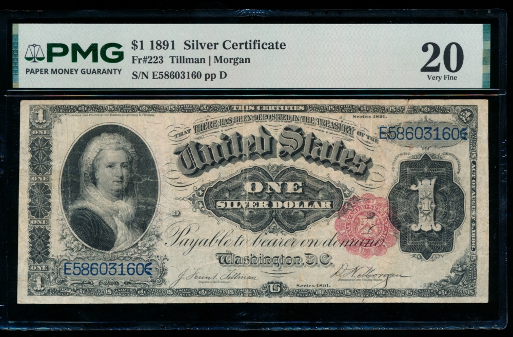Fr. 223 1891 $1  Silver Certificate  PMG 20 E58603160