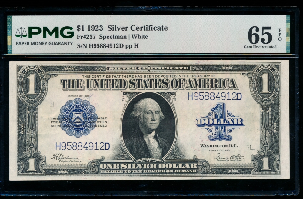 Fr. 237 1923 $1  Silver Certificate  PMG 65EPQ H95884912D