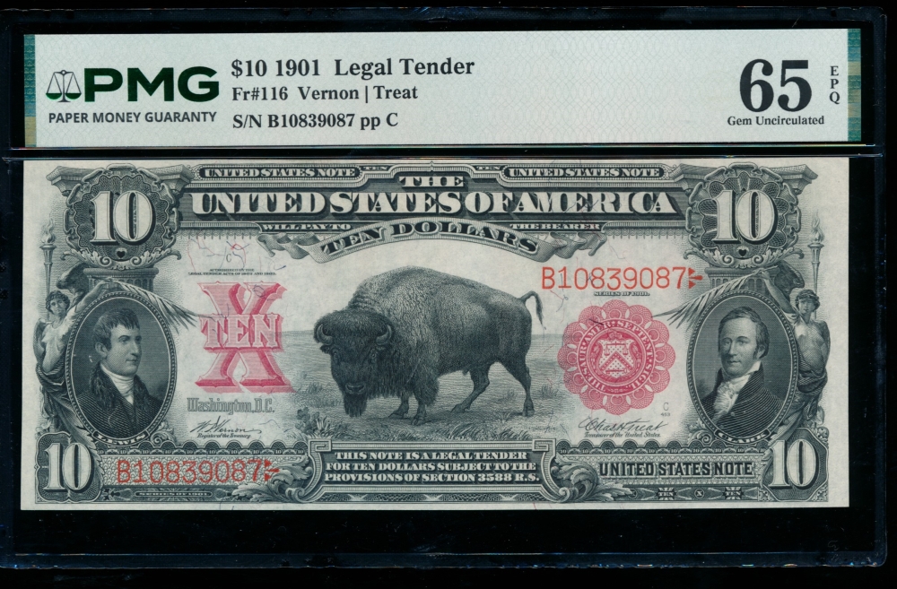 Fr. 116 1901 $10  Legal Tender  PMG 65EPQ B10839087