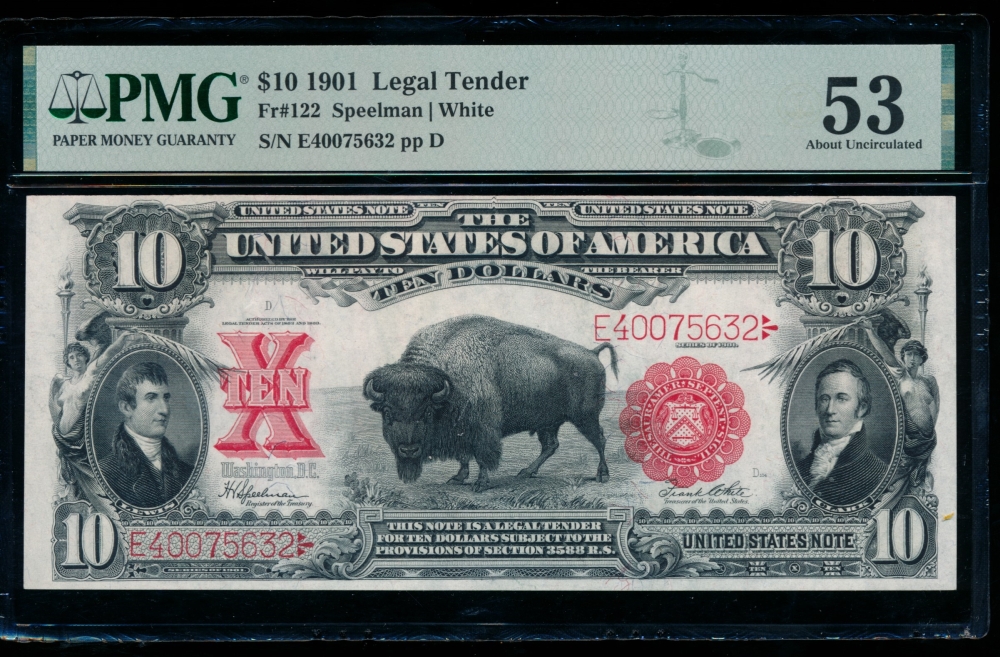 Fr. 122 1901 $10  Legal Tender  PMG 53 E40075632