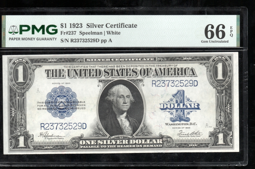 Fr. 237 1923 $1  Silver Certificate  PMG 66EPQ R23732529D