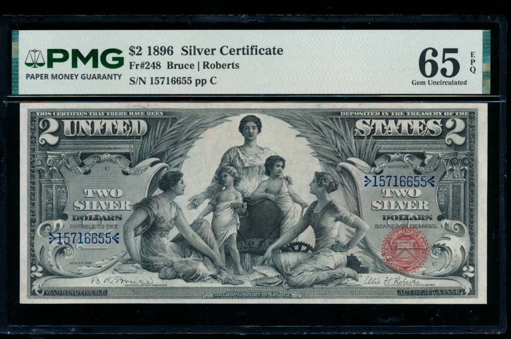 Fr. 248 1896 $2  Silver Certificate  PMG 65EPQ 15716655