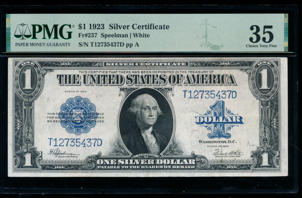 Fr. 237 1923 $1  Silver Certificate  PMG 35 T12735437D