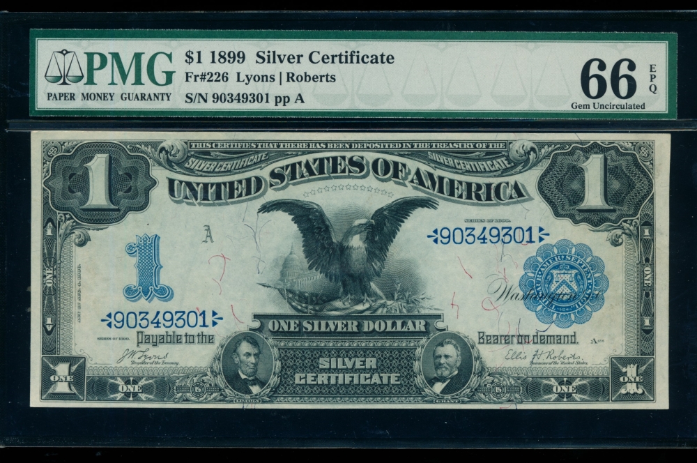 Fr. 226 1899 $1  Silver Certificate  PMG 66EPQ 90349301