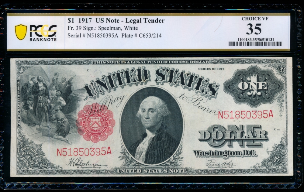 Fr. 39 1917 $1  Legal Tender  PCGS 35 N51850395A