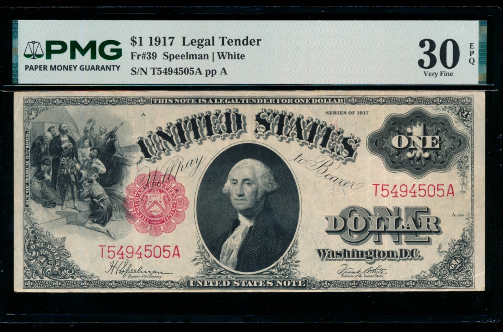 Fr. 39 1917 $1  Legal Tender  PMG 30EPQ T5494505A