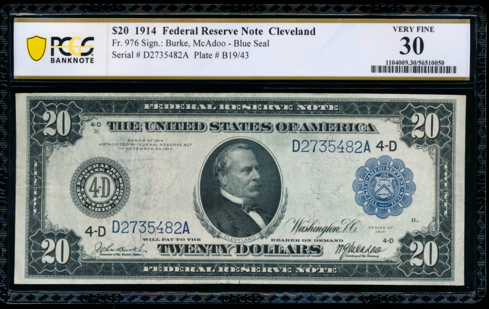 Fr. 976 1914 $20  Federal Reserve Note  PCGS 30 D2735482A