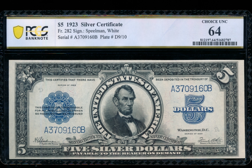 Fr. 282 1923 $5  Silver Certificate  PCGS 64 A3709160B