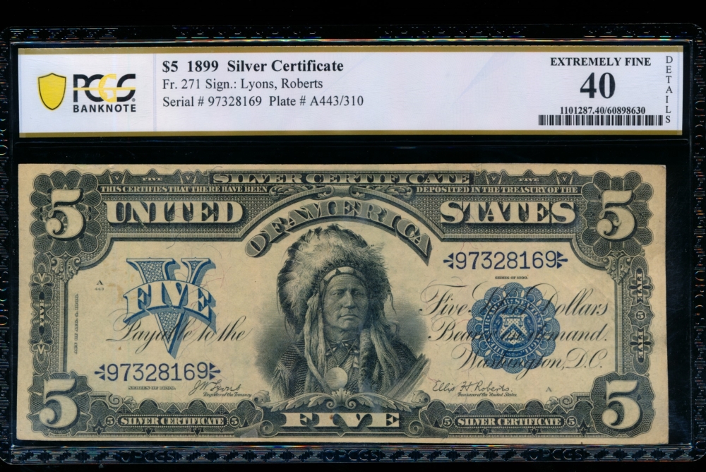 Fr. 271 1899 $5  Silver Certificate  PCGS 40 details 97328169