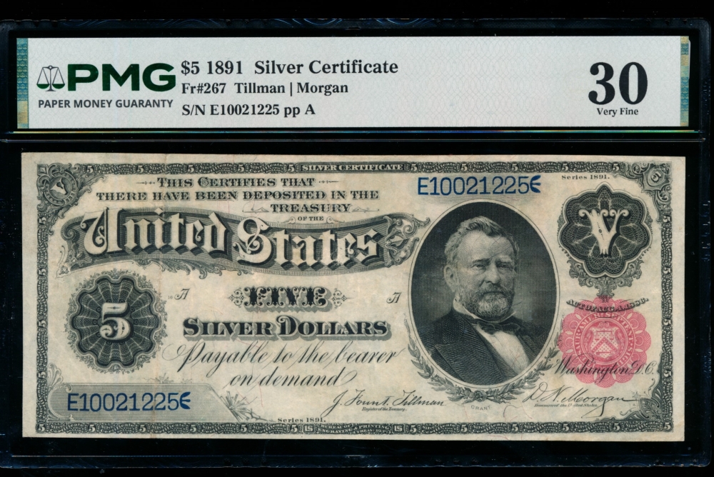 Fr. 267 1891 $5  Silver Certificate  PMG 30 E10021225