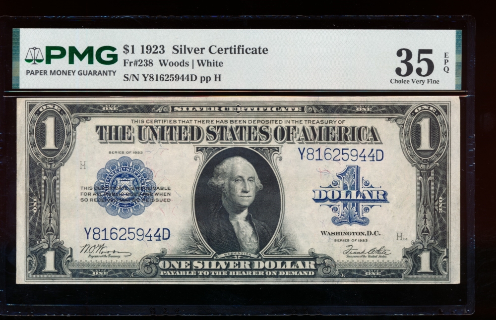 Fr. 238 1923 $1  Silver Certificate  PMG 35EPQ Y81625944D