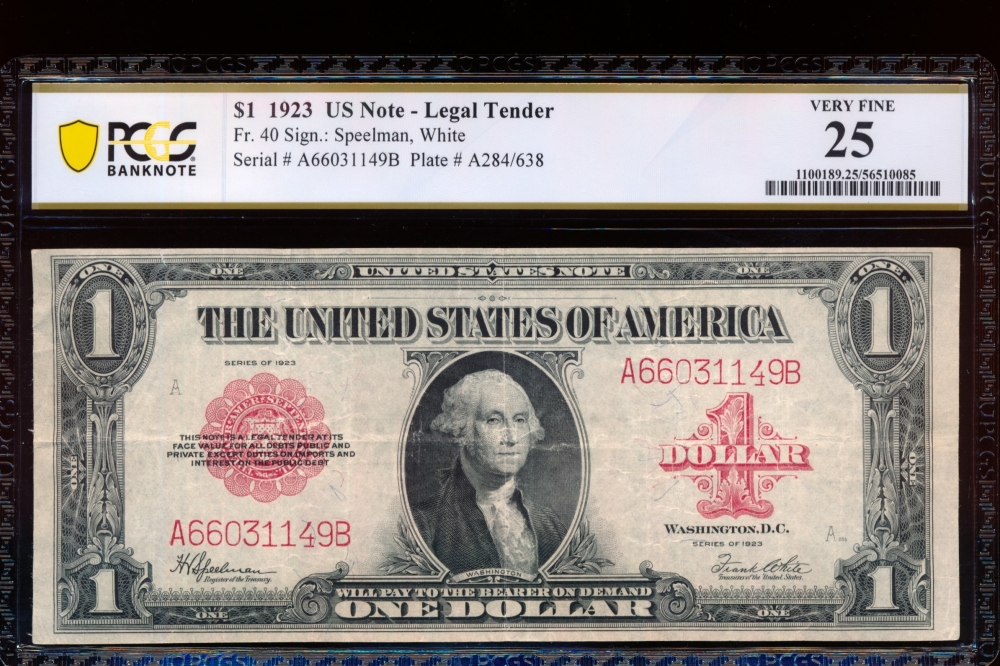 Fr. 40 1923 $1  Legal Tender  PCGS 25 comment A66031149B