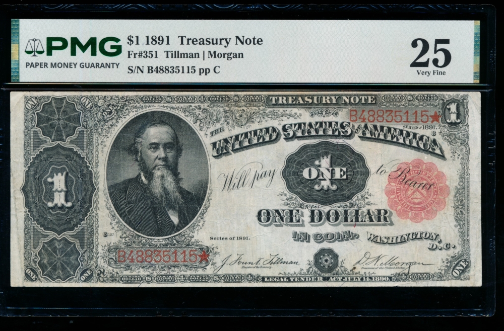 Fr. 351 1891 $1  Treasury Note  PMG 25 comment B48835115*
